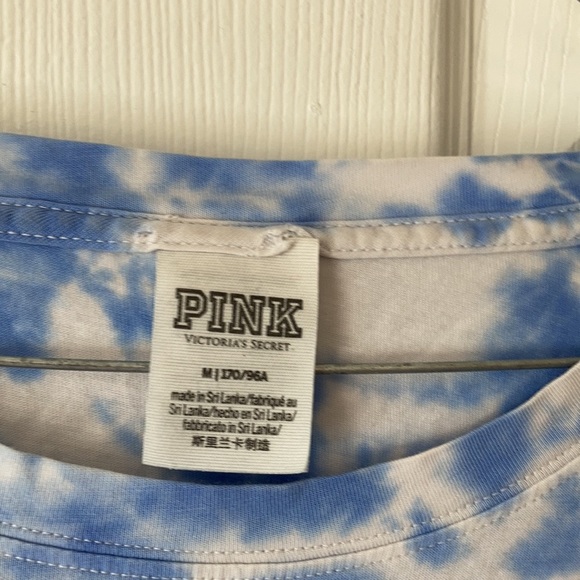 Pink Victoria’s Secret blue white tie dye cropped long sleeve crop top shirt M - Picture 10 of 16